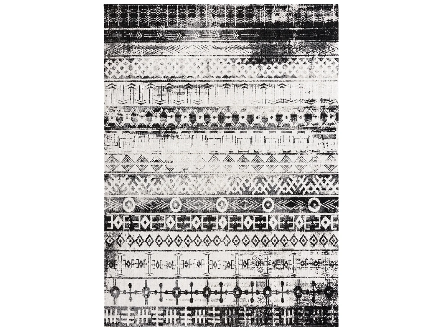 Modern tapijt MUNDO E0592 etnisch outdoor beige / zwart 120x170 cm