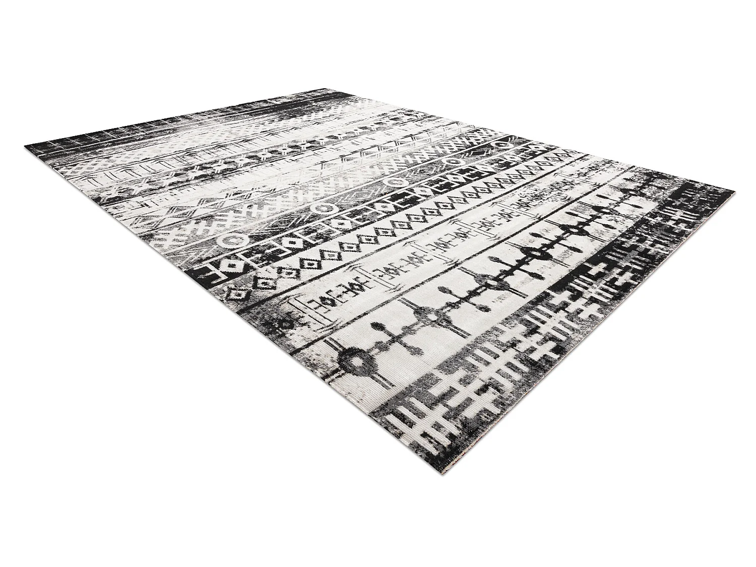 Modern tapijt MUNDO E0592 etnisch outdoor beige / zwart 120x170 cm