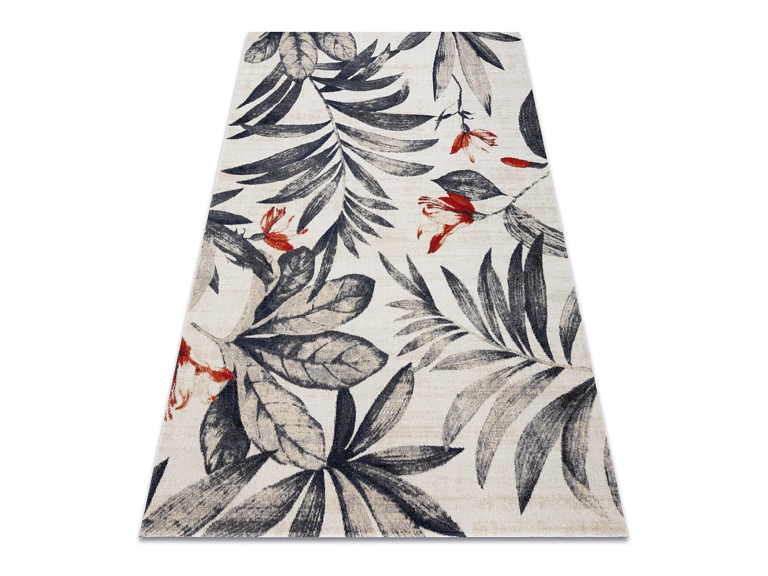 Tapis moderne MUNDO E7181 feuilles extérieur beige / bleu 120x170 cm