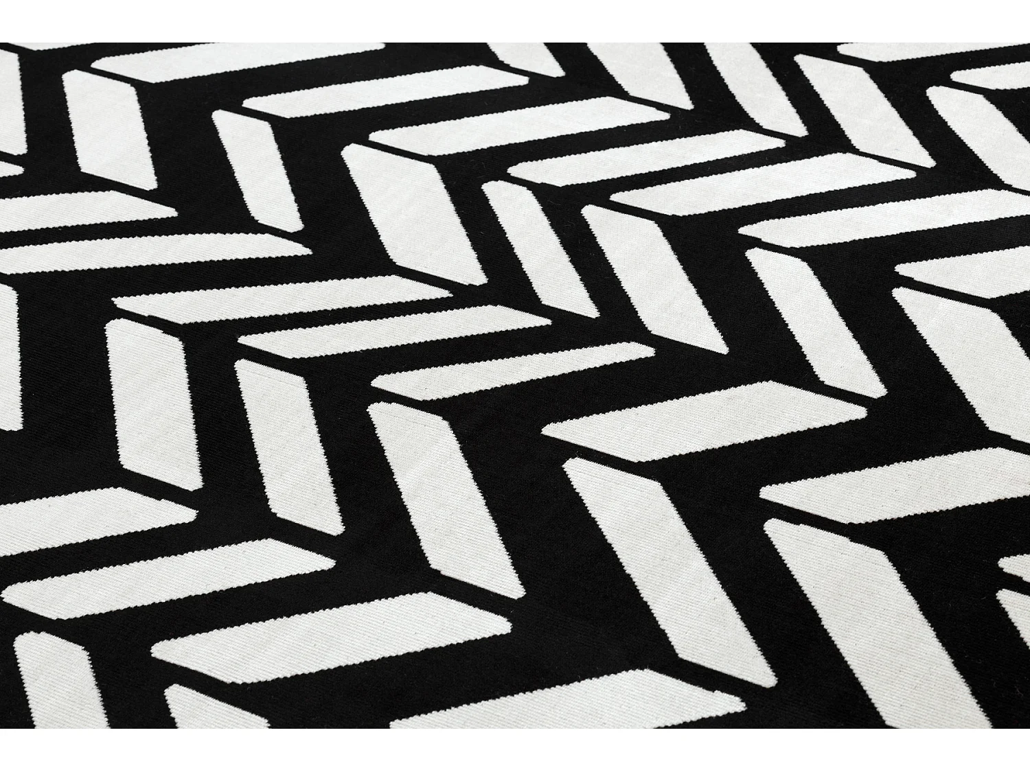 Modern tapijt MUNDO E0571 visgraat outdoor beige / zwart 140x190 cm