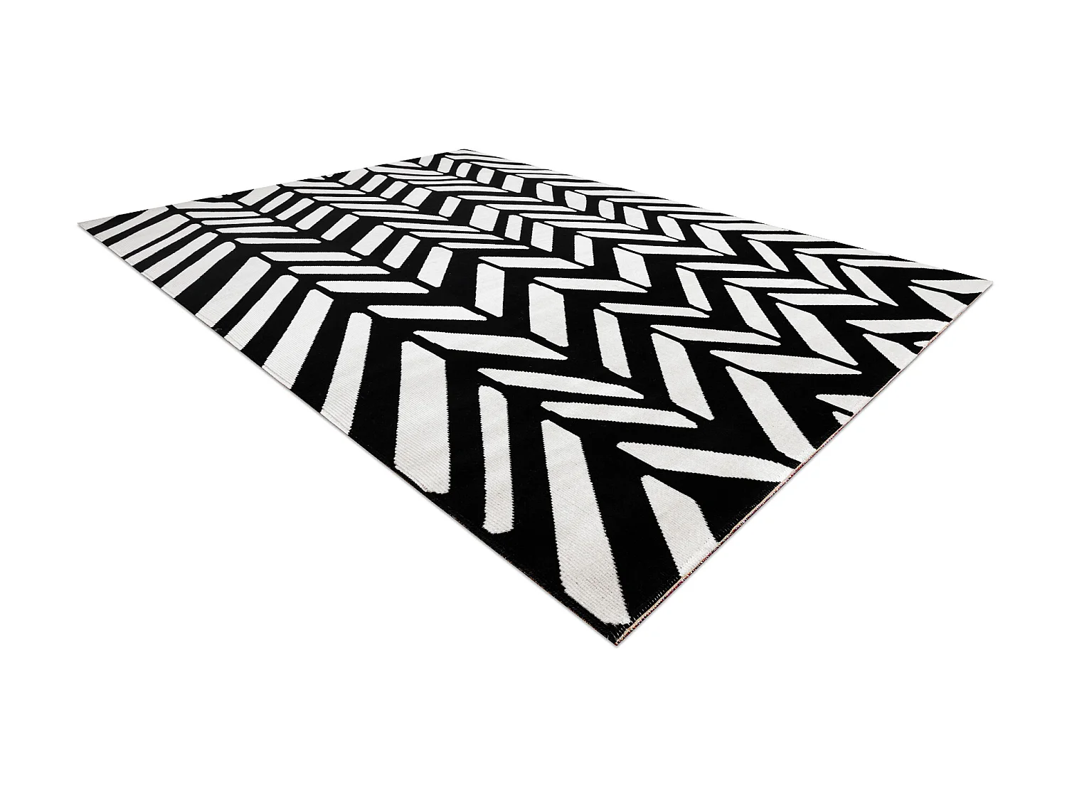 Tapis moderne MUNDO E0571 chevron extérieur beige / noir 140x190 cm