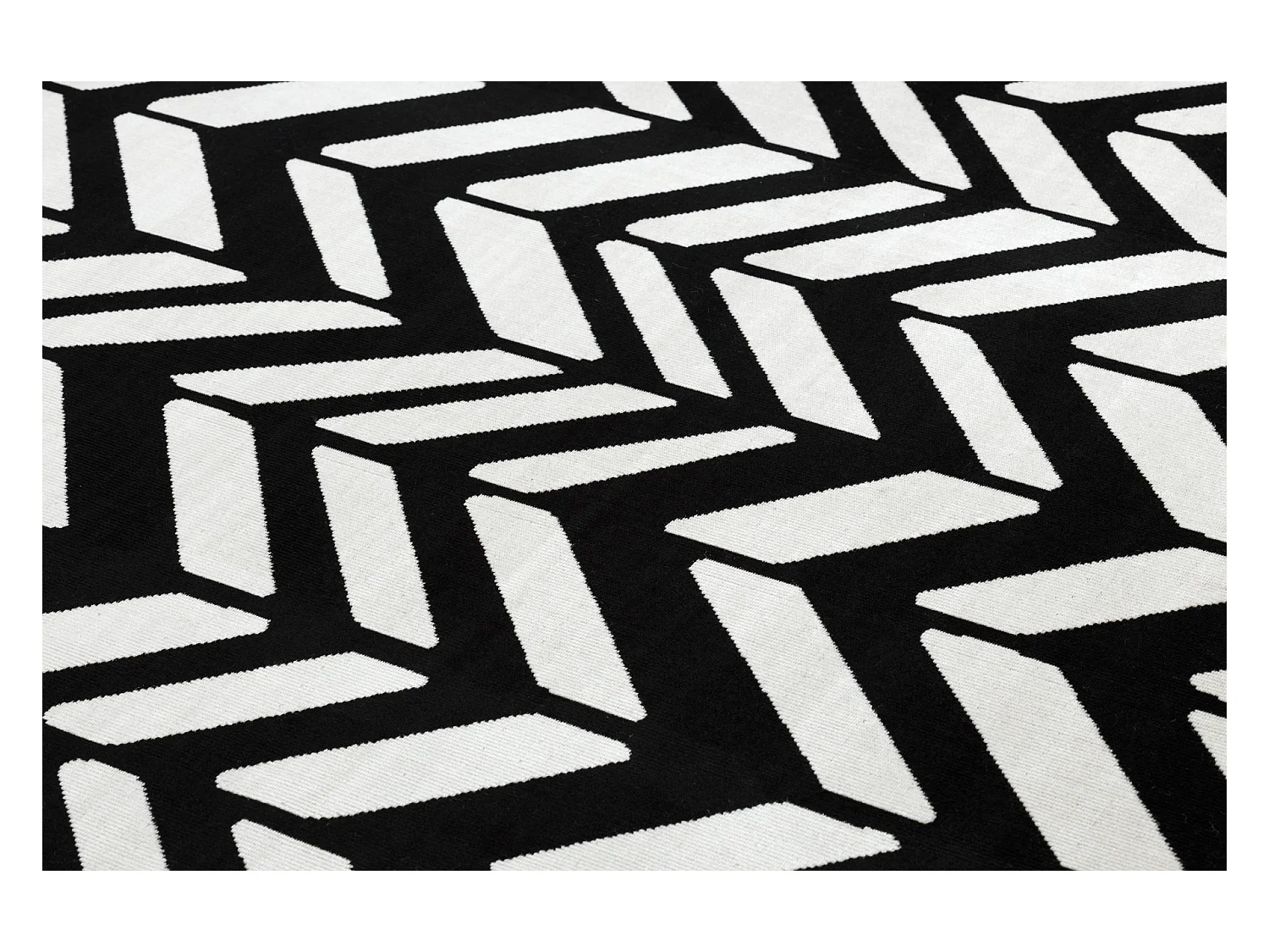 Tapis moderne MUNDO E0571 chevron extérieur beige / noir 140x190 cm