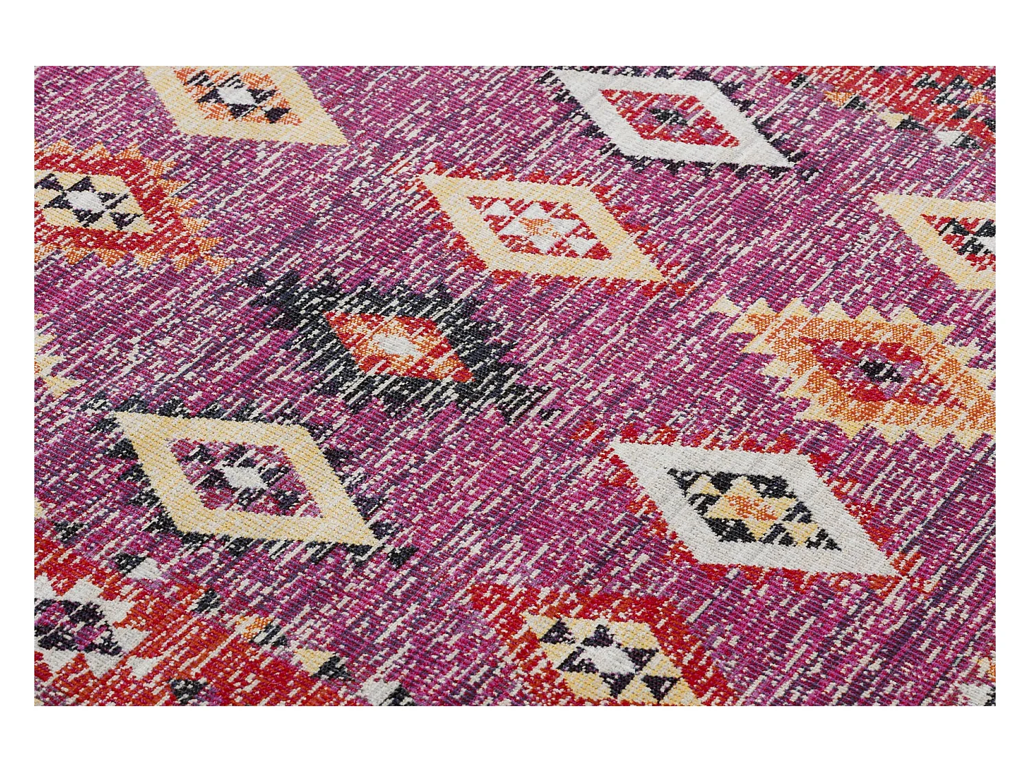 Tapis moderne MUNDO D7701 diamants boho extérieur rose / beige 80x250 cm