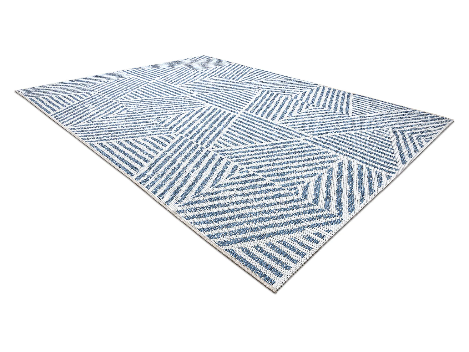 Tapis COLOR 47176360 SISAL lignes, triangles, zigzag beige / bleu 160x230 cm