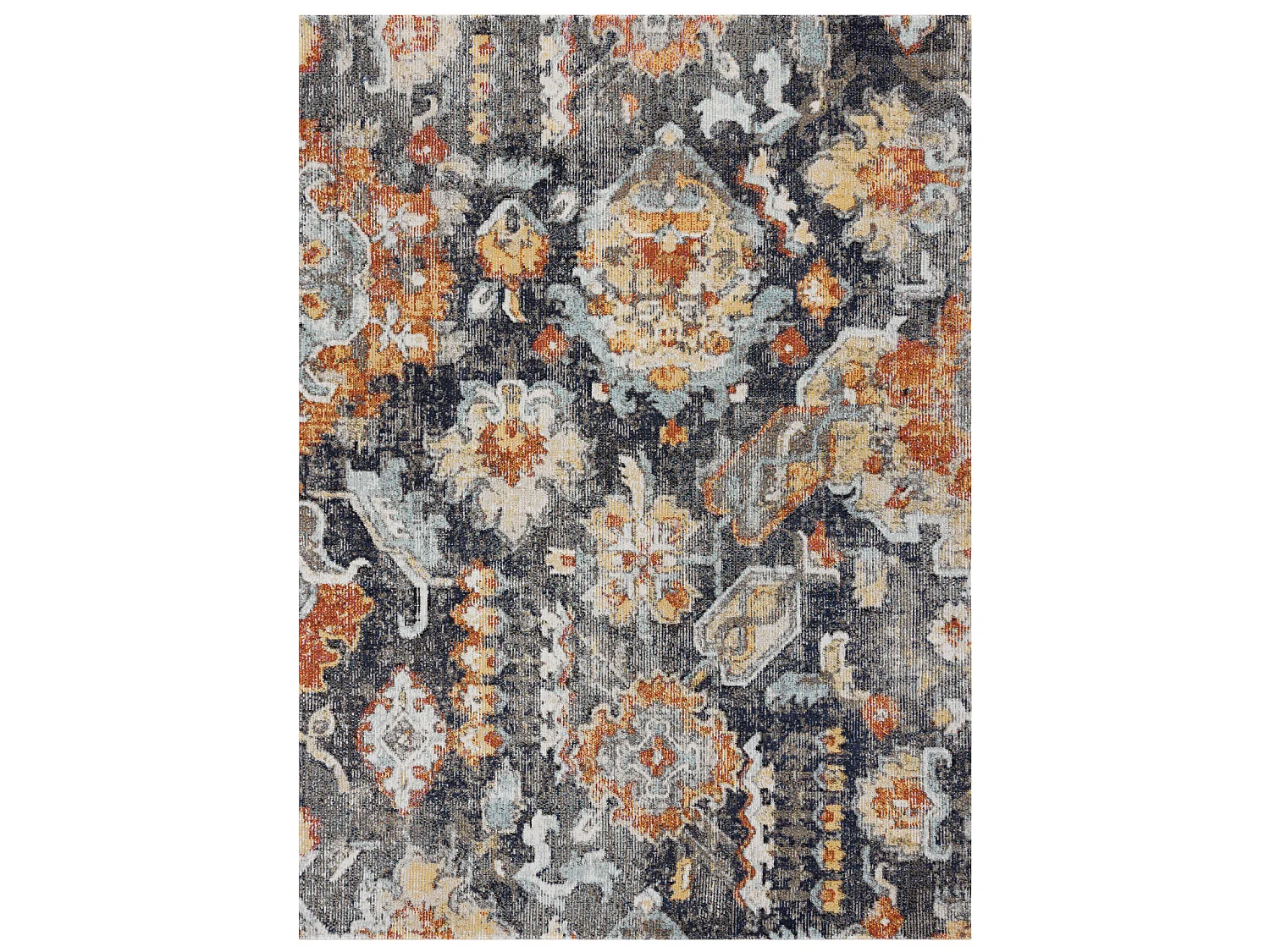 Modern Teppich MUNDO E0671 orientalisch vintage Outdoor schwarz / gelb 80x250 cm