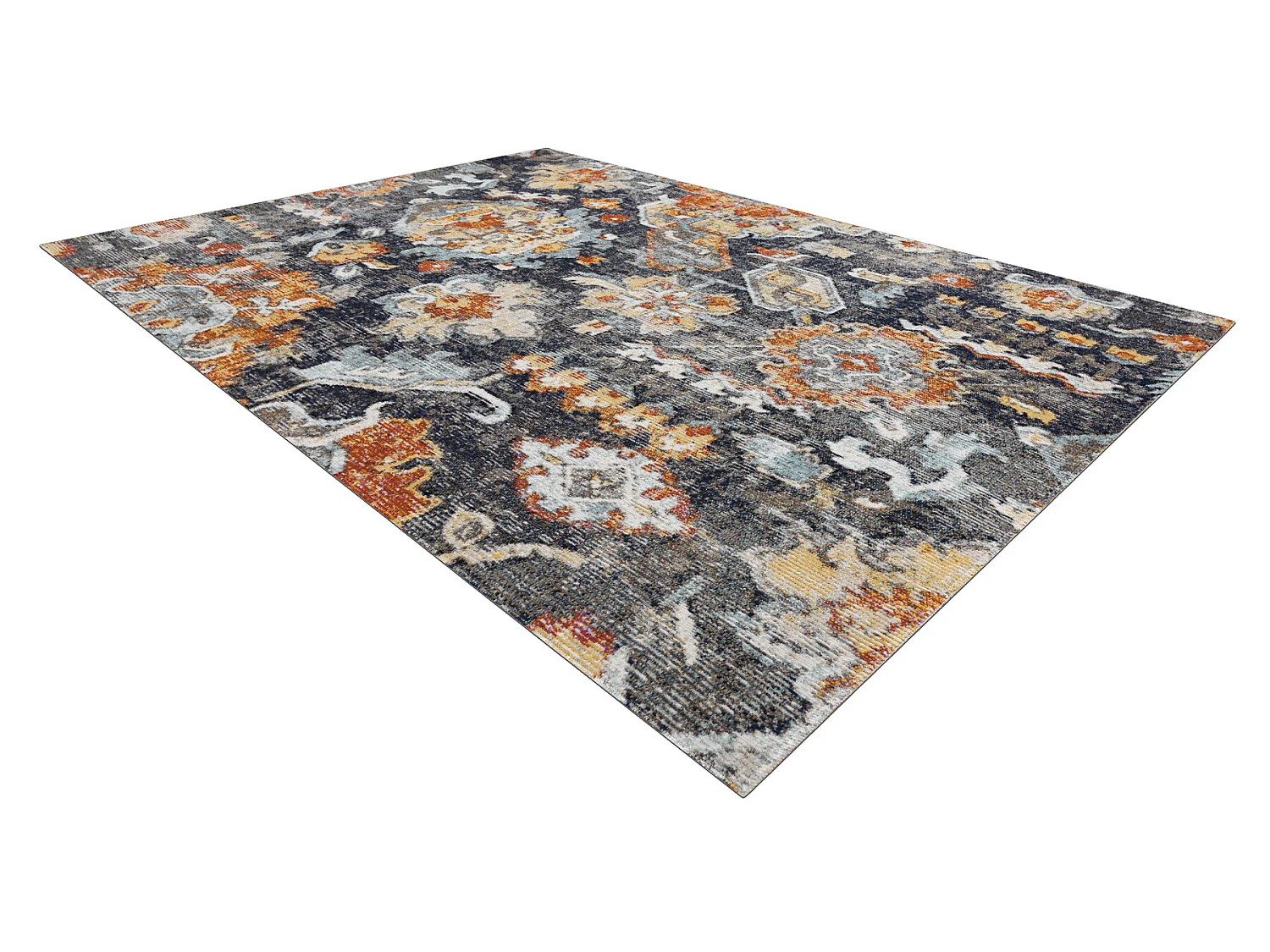 Modern Teppich MUNDO E0671 orientalisch vintage Outdoor schwarz / gelb 80x250 cm