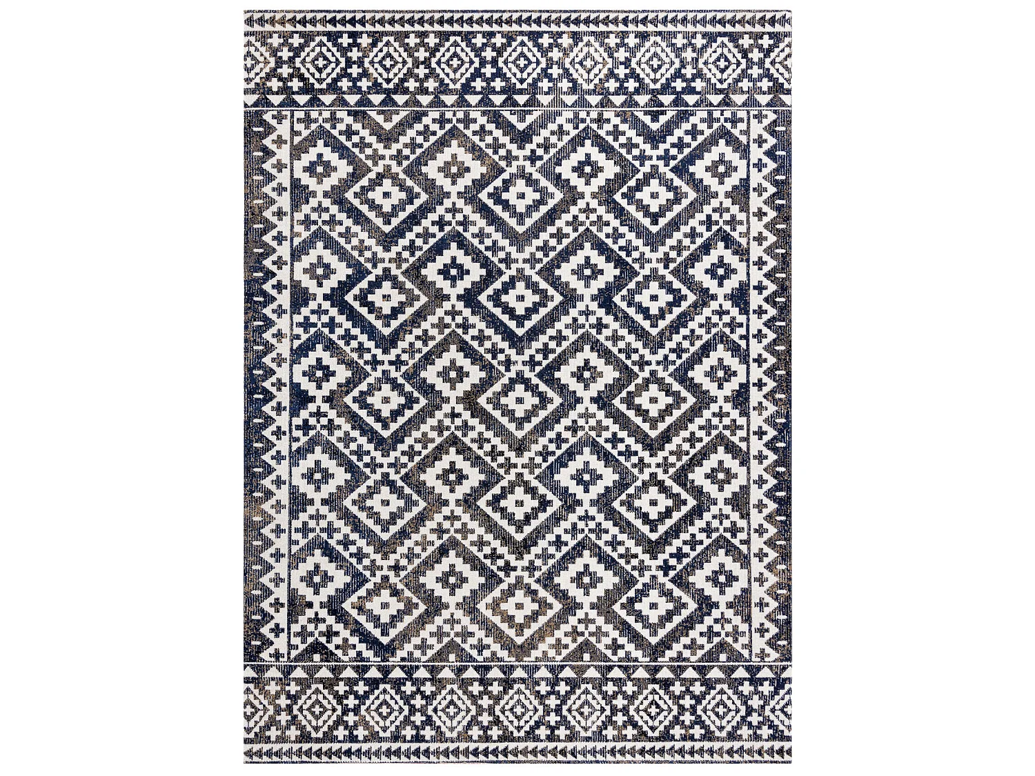 Tapis moderne MUNDO E0561 diamants, zigzag 3D extérieur bleu / beige 160x220 cm