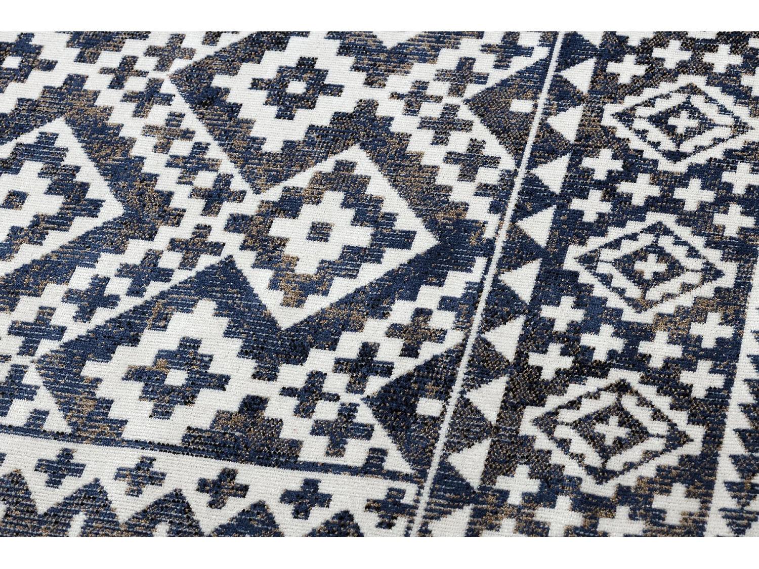 Tapis moderne MUNDO E0561 diamants, zigzag 3D extérieur bleu / beige 160x220 cm