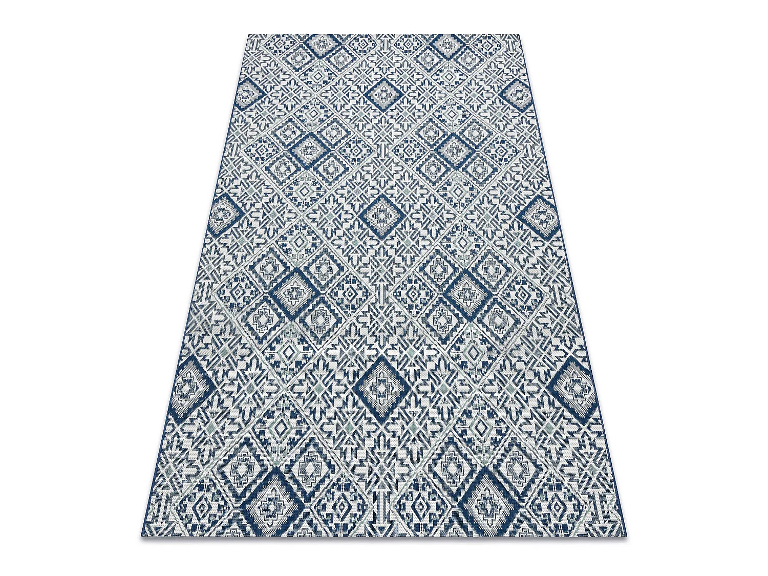 Tapis EN CORDE SIZAL COLOR 19247/699 Carrés Losanges Carreaux Bleu 200x290 cm
