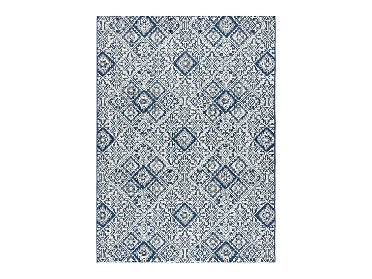 Sisal tapijt SISAL COLOR 19247/699 Vierkant, Diamant, Tegels Blauwkleu 200x290 cm