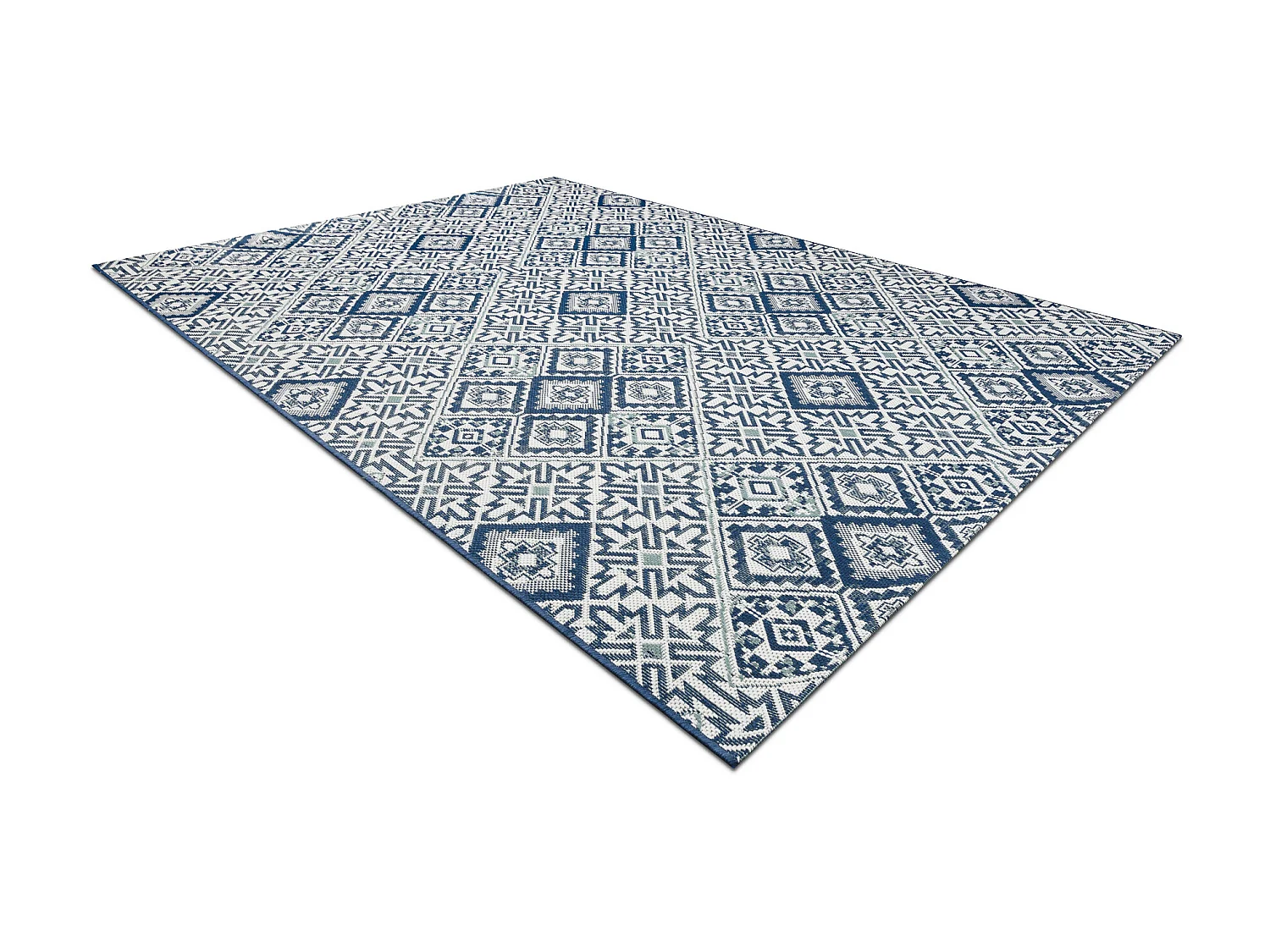 Sisal tapijt SISAL COLOR 19247/699 Vierkant, Diamant, Tegels Blauwkleu 200x290 cm
