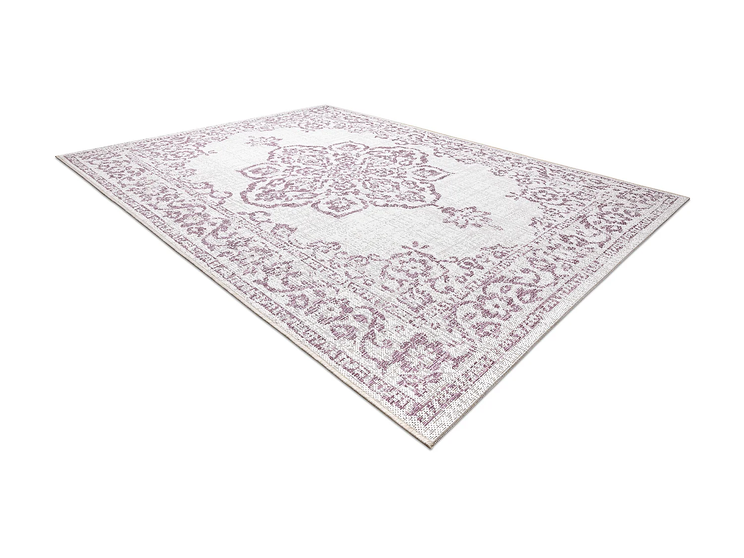 Sisal tapijt SISAL COLOR 47295260 Ornament, kader beige / vuil roze 140x200 cm