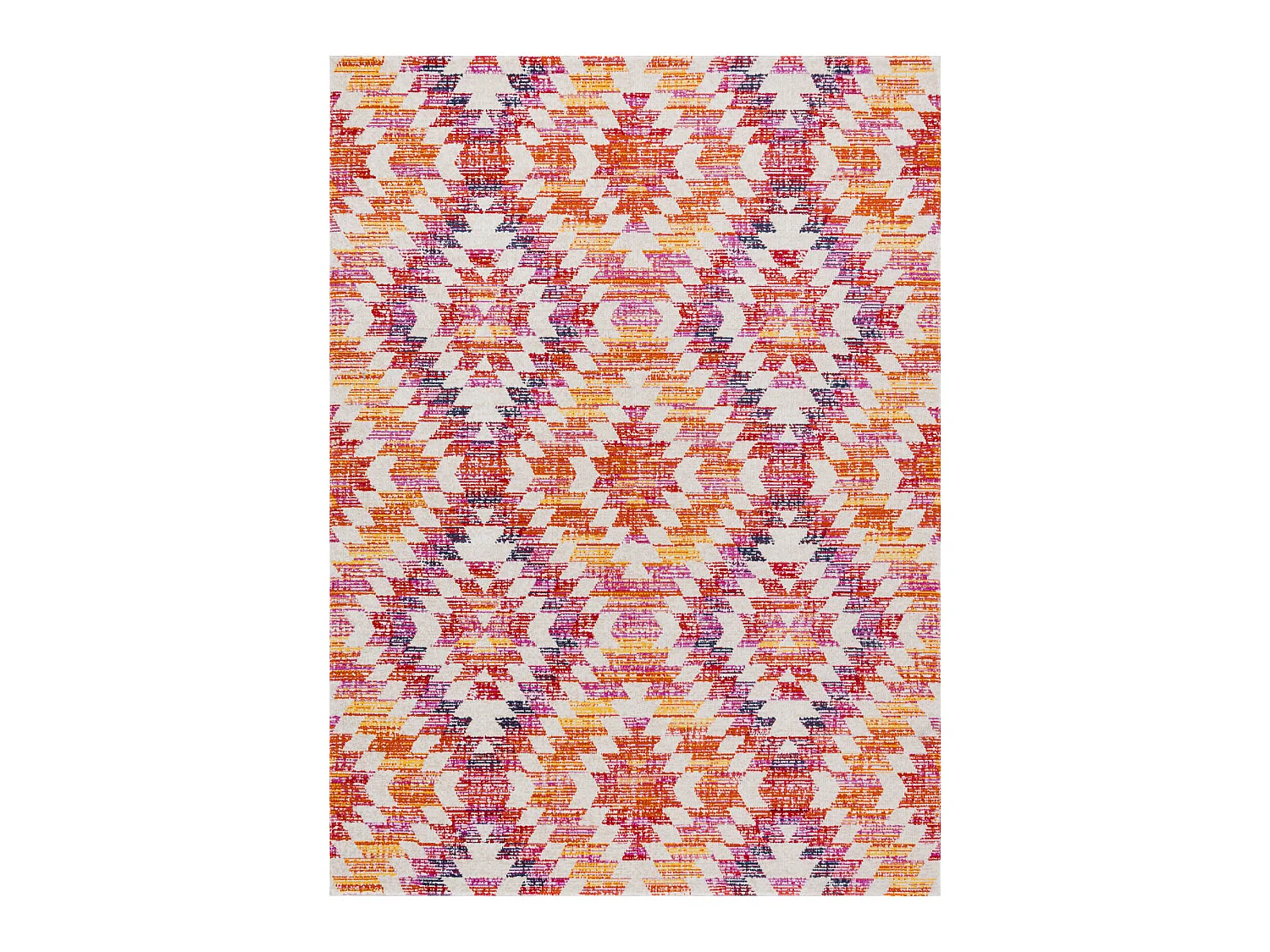 Modern tapijt MUNDO D7461 diamonds 3D outdoor roze / beige 80x250 cm