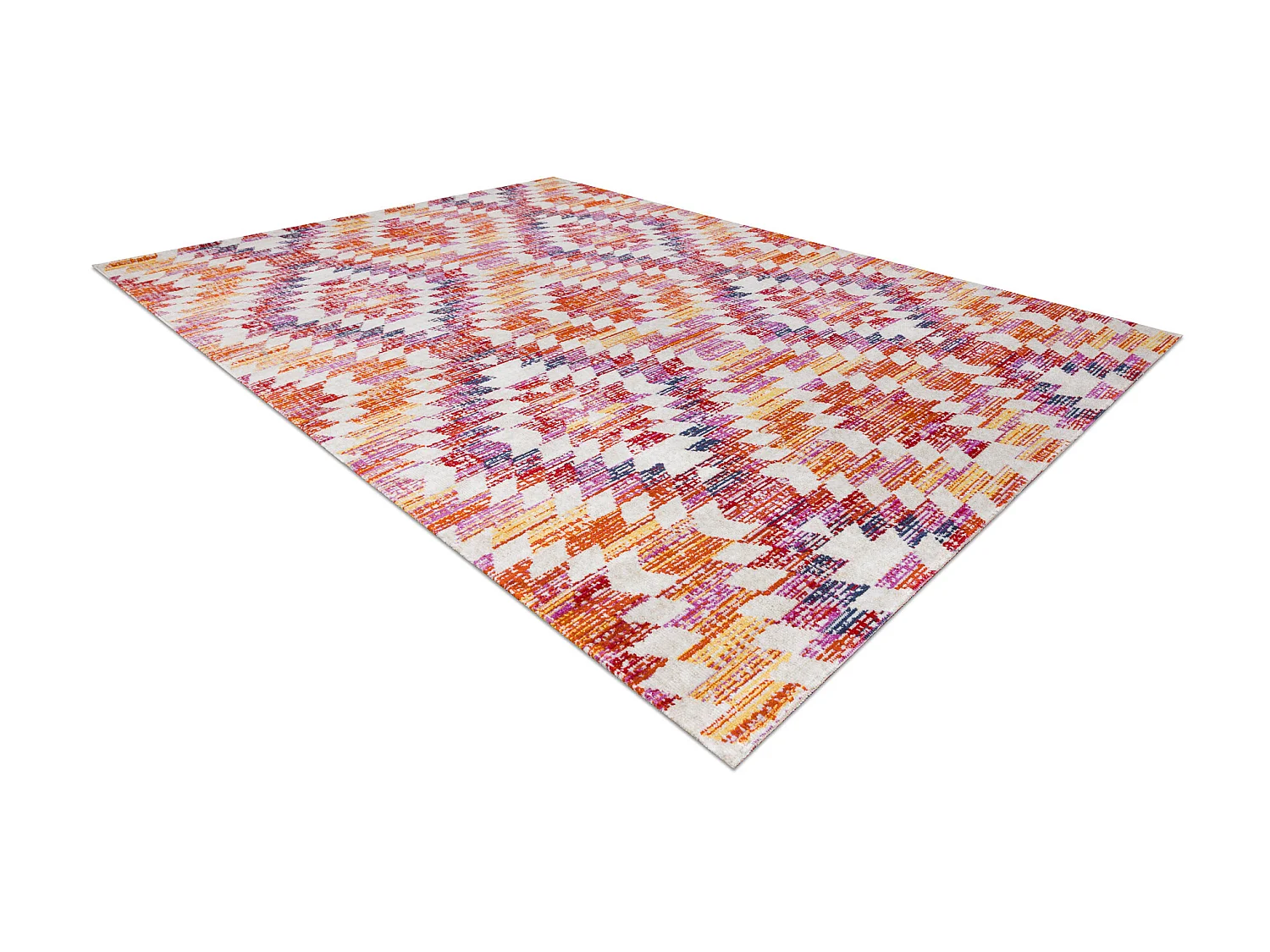 Modern tapijt MUNDO D7461 diamonds 3D outdoor roze / beige 80x250 cm