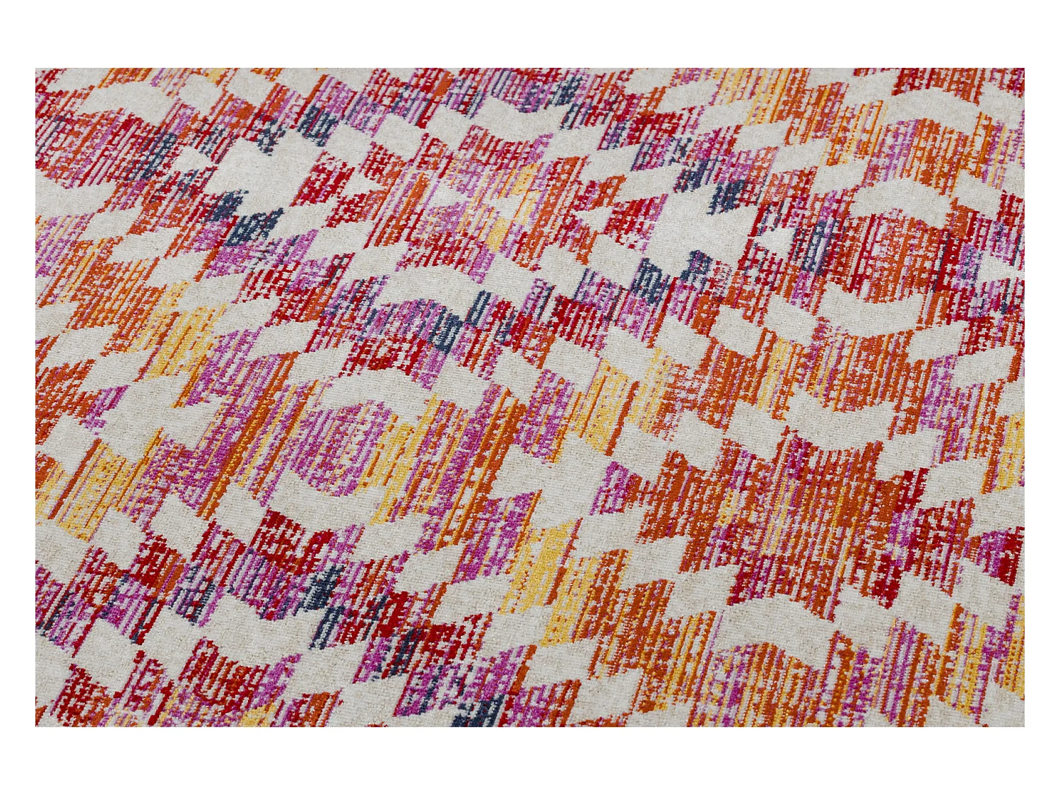 Modern tapijt MUNDO D7461 diamonds 3D outdoor roze / beige 80x250 cm