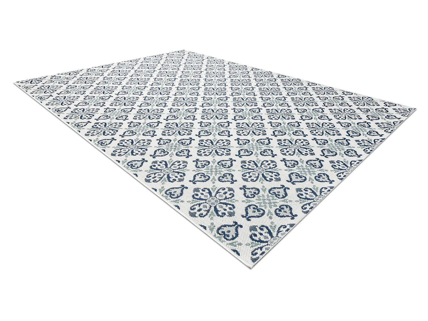 Tapis EN CORDE SIZAL COLOR 19246/969 Fleurs Blanc 160x230 cm