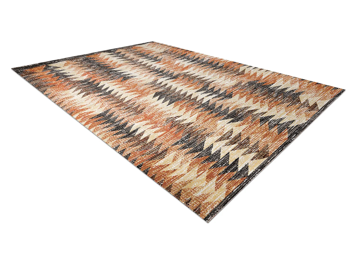 Modern tapijt MUNDO D5781 driehoeken 3D outdoor oranje / beige 200x290 cm