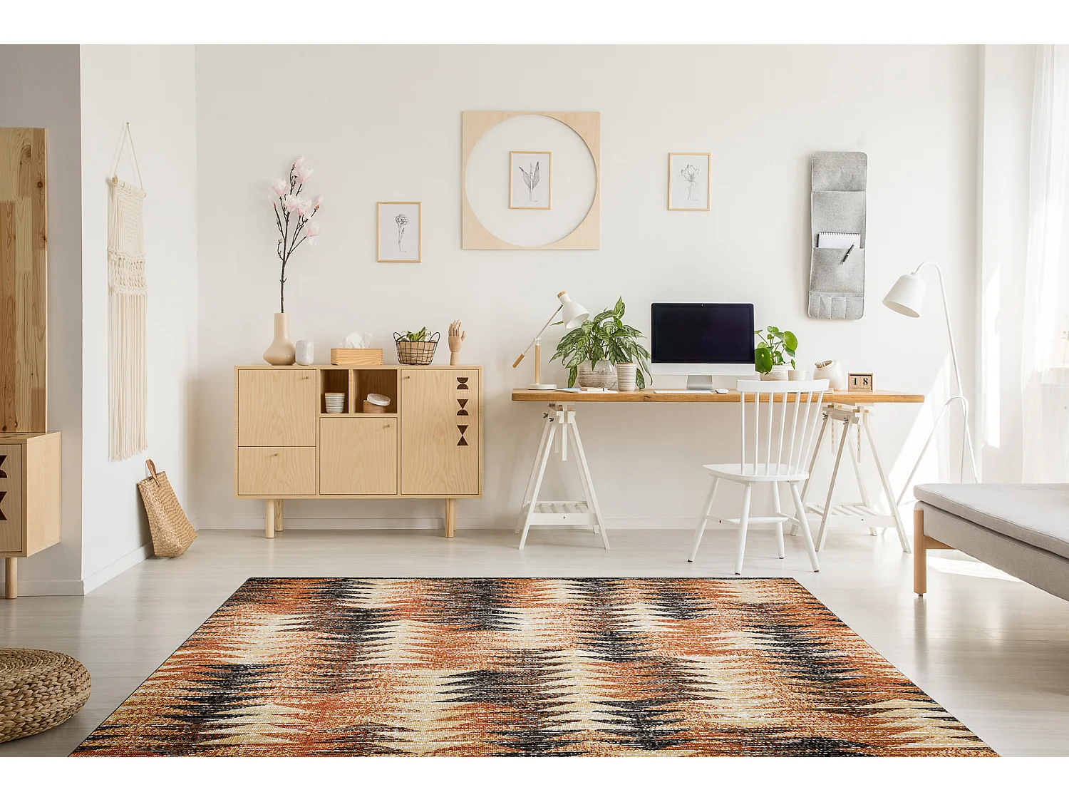 Modern tapijt MUNDO D5781 driehoeken 3D outdoor oranje / beige 200x290 cm