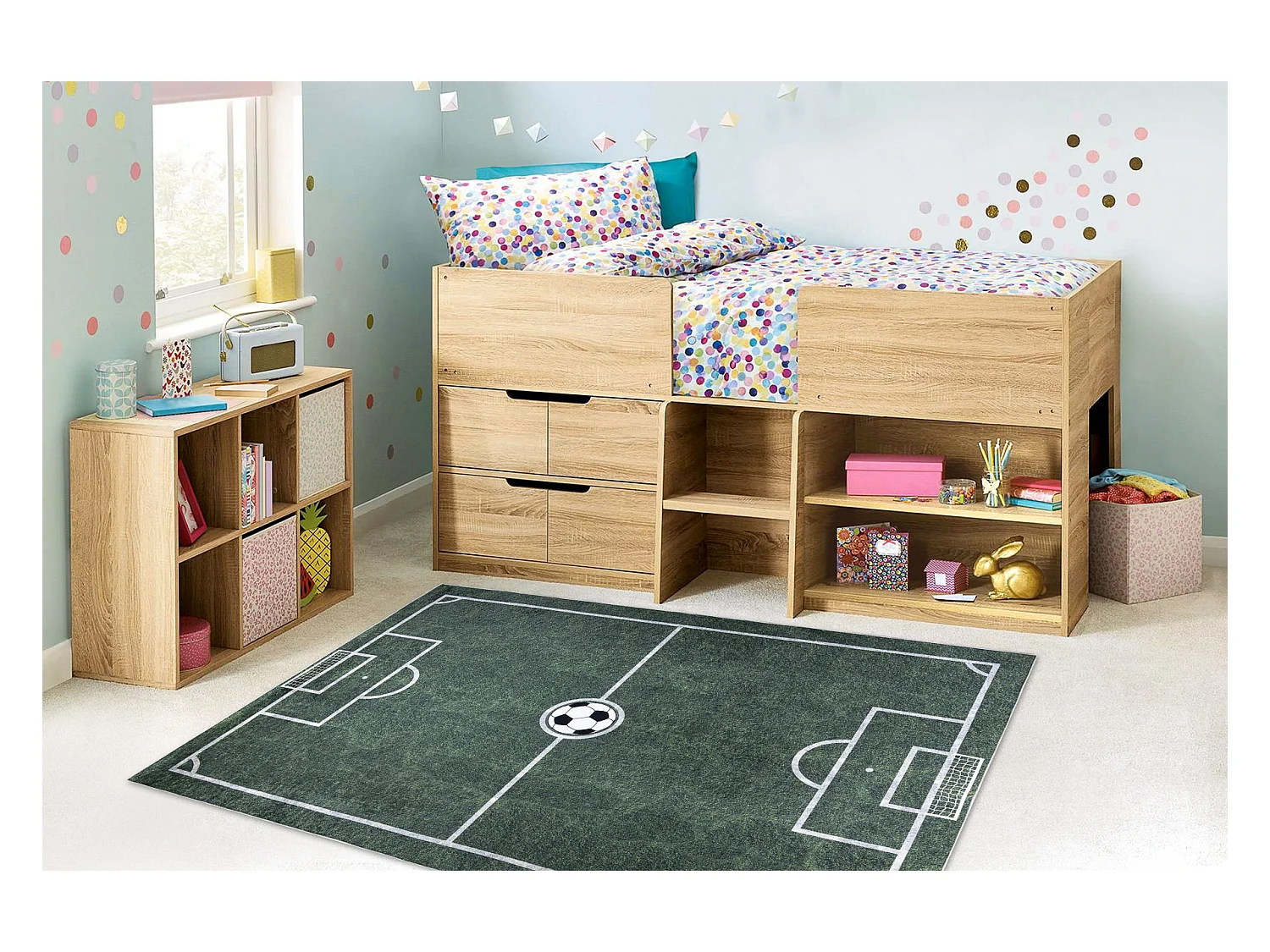 BAMBINO 2138 Waschteppich Spielfeld, Fußball für Kinder Anti-Rutsch  120x170 cm