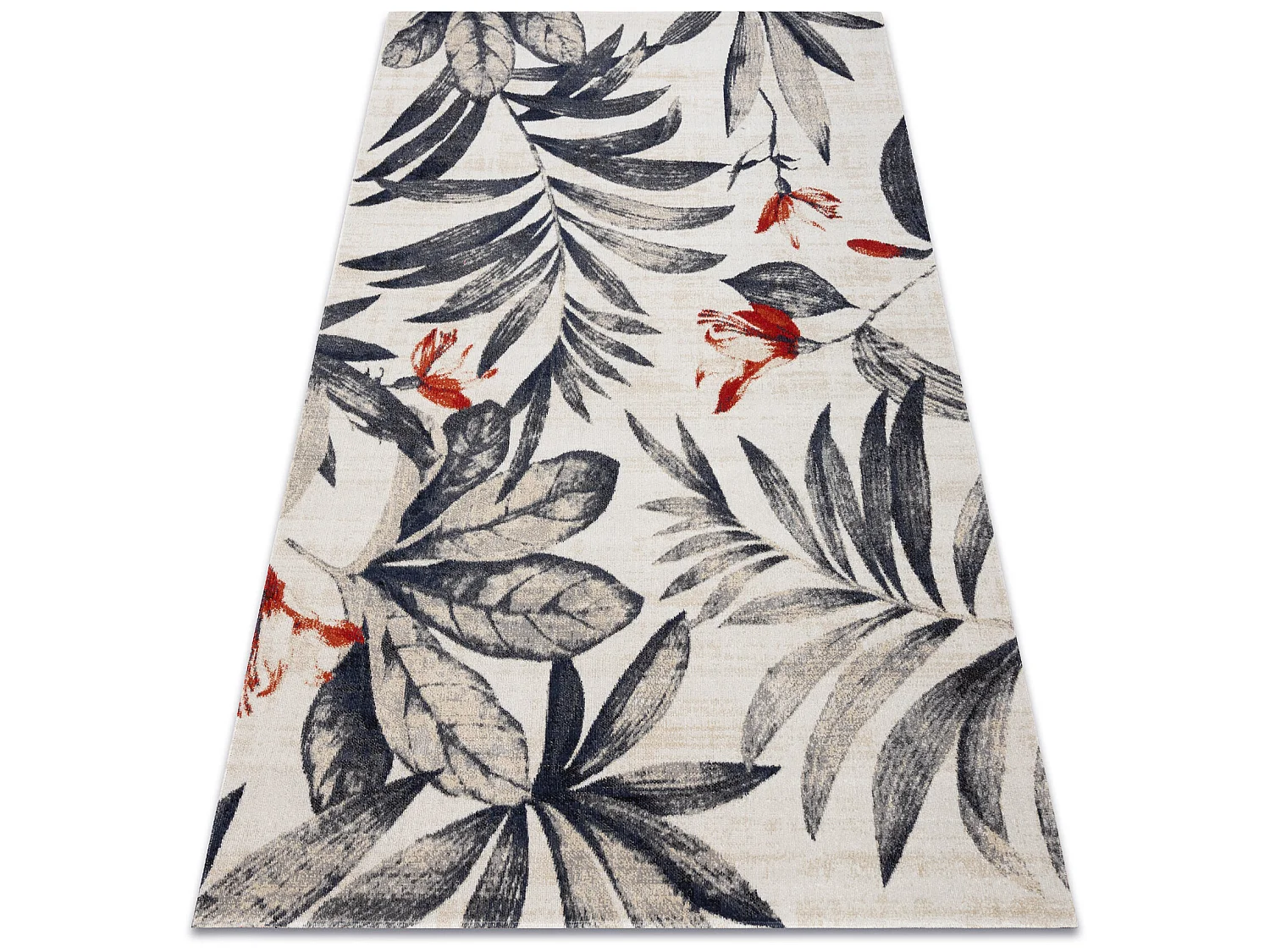 Modern tapijt MUNDO E7181 bladeren outdoor beige / blauw 140x190 cm