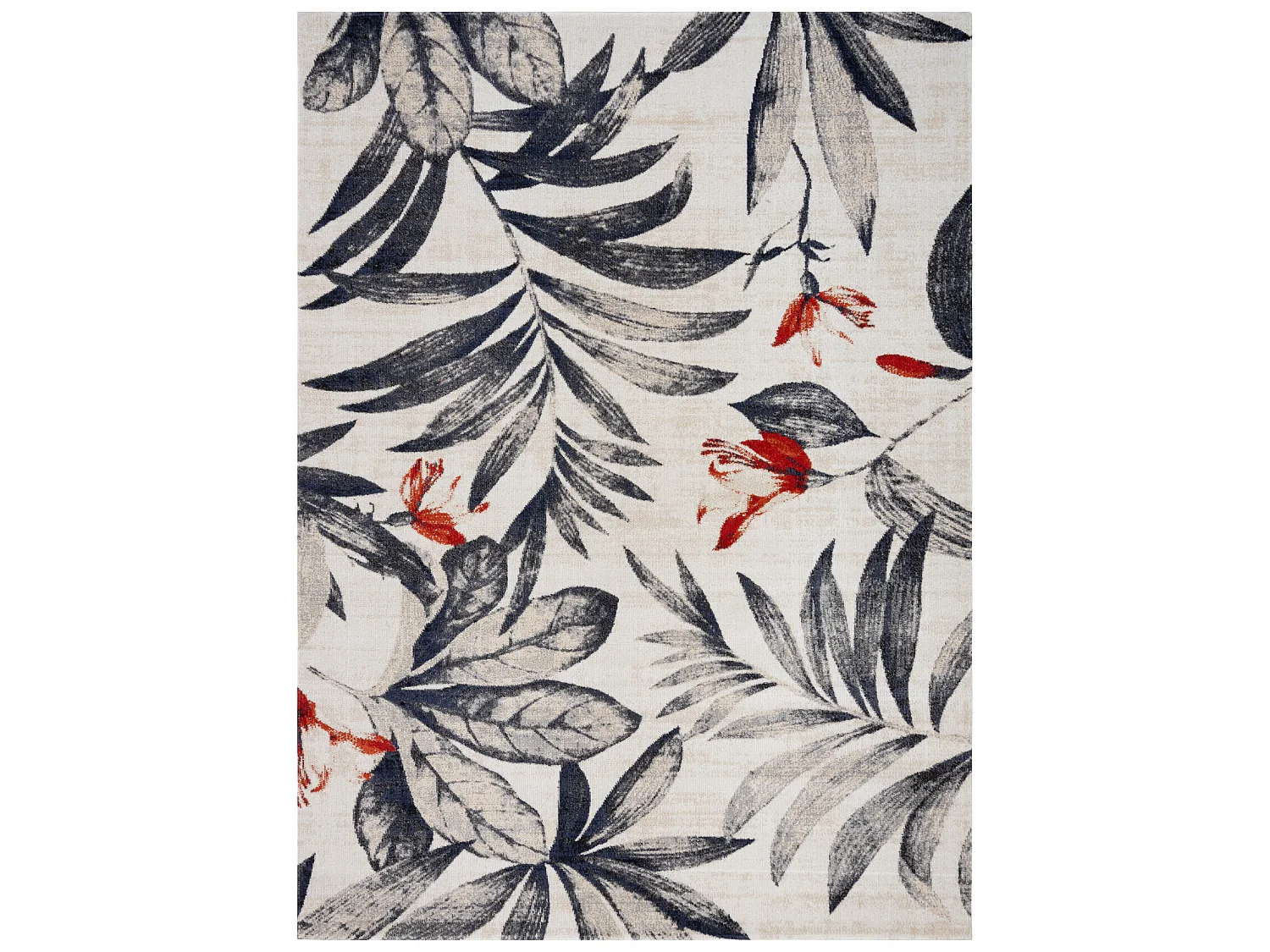 Modern tapijt MUNDO E7181 bladeren outdoor beige / blauw 140x190 cm