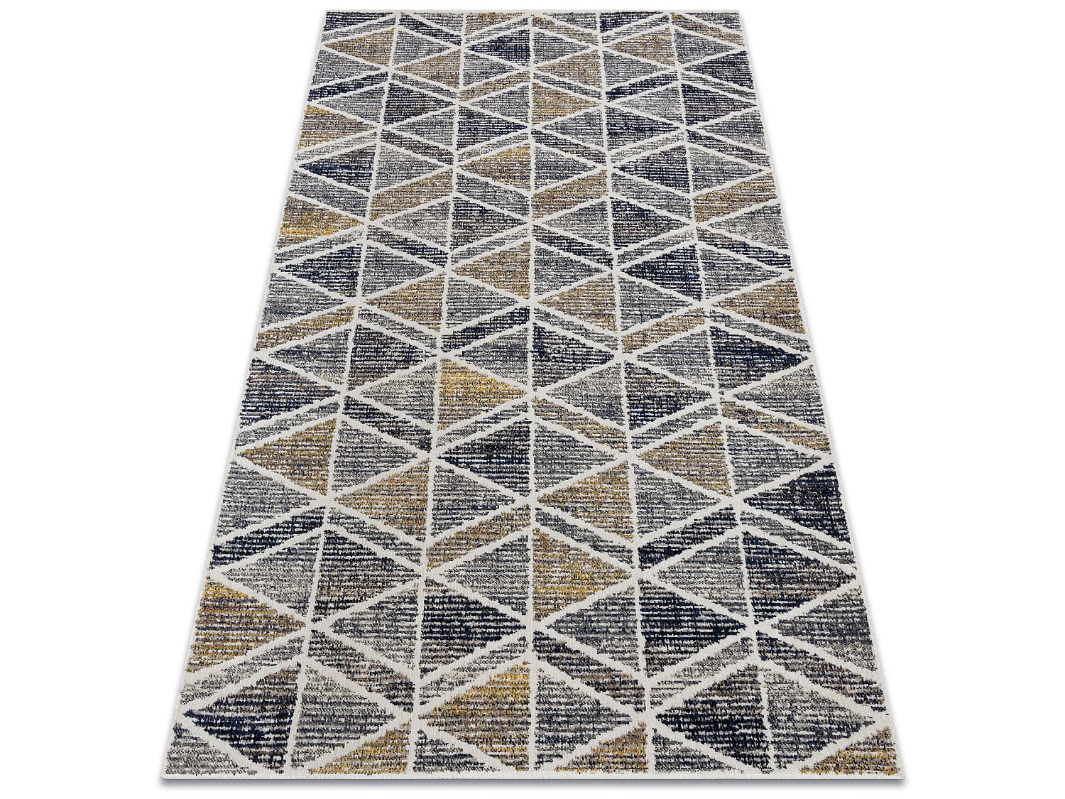 Tapis moderne MUNDO D7891 diamants, triangles 3D extérieur gris / bei 80x250 cm