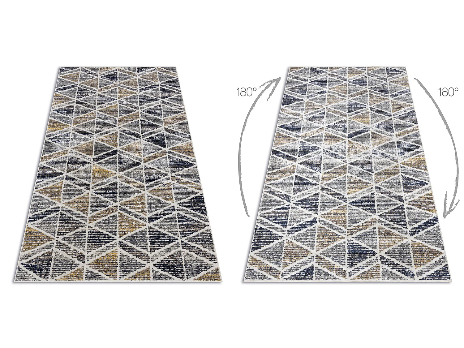 Tapis moderne MUNDO D7891 diamants, triangles 3D extérieur gris / bei 80x250 cm