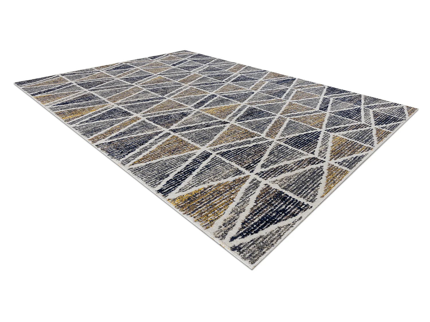 Tapis moderne MUNDO D7891 diamants, triangles 3D extérieur gris / bei 80x250 cm