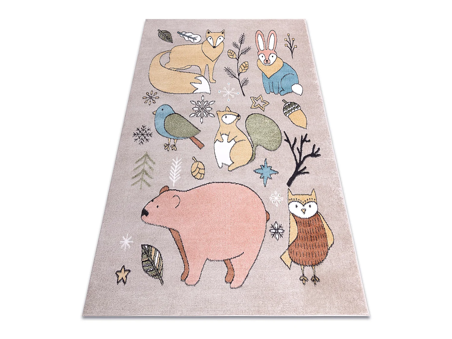 Teppich FUN Forester für Kinder, Tiere, Wald beige 180x270 cm
