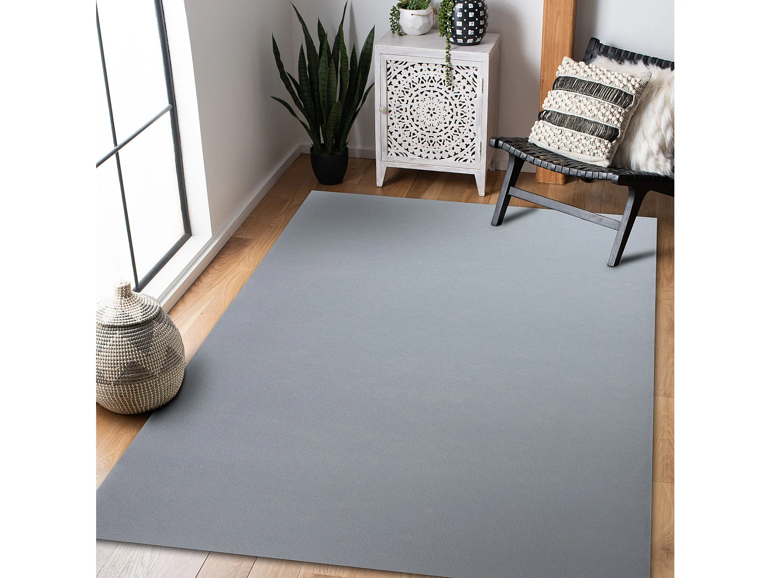 Tapijt met rubber bekleed RUMBA éénkleurig grijs 80x300 cm