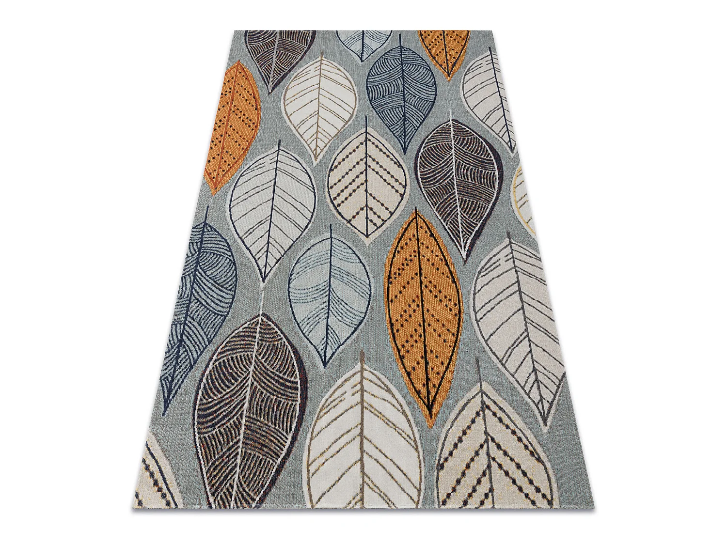 Tapis moderne MUNDO E0641 feuilles extérieur bleu / beige 180x270 cm