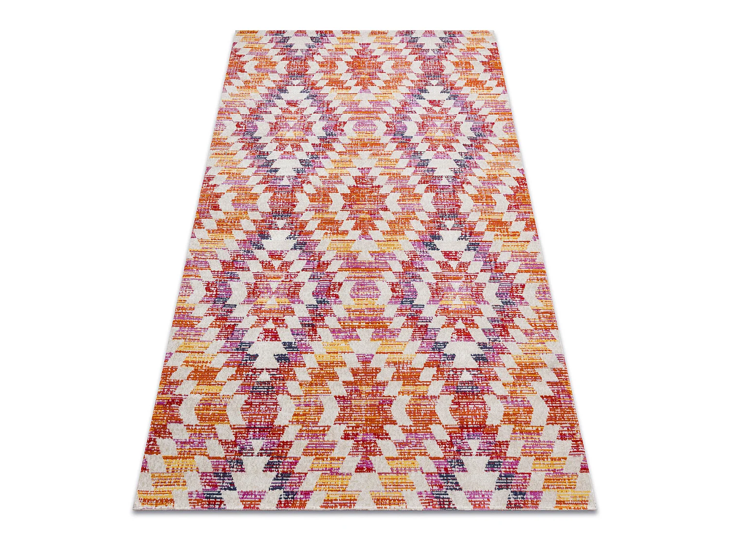 Tapis moderne MUNDO D7591 diamants 3D extérieur rose / beige 160x220 cm