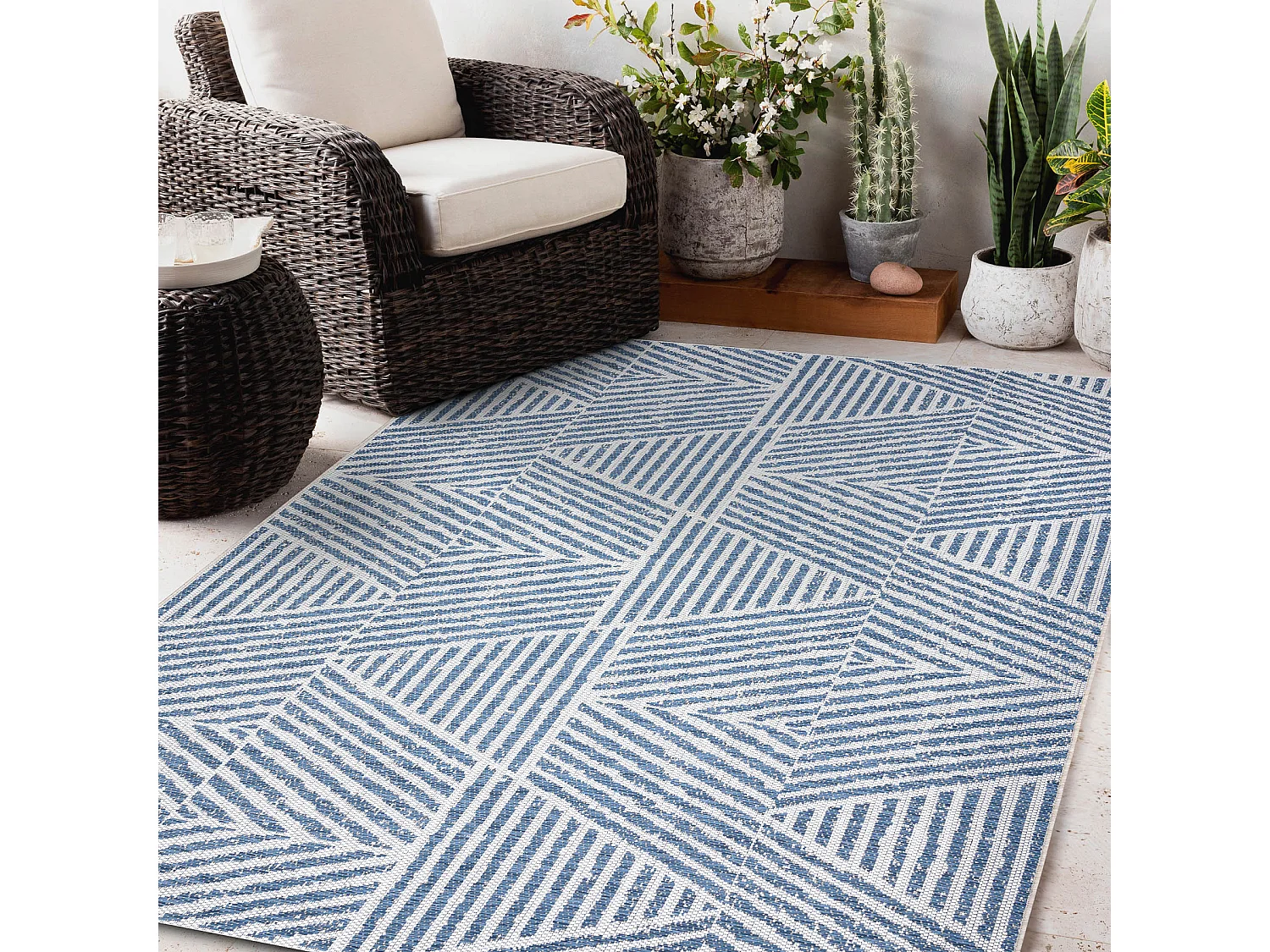 Sisal tapijt SISAL COLOR 47176360 Lijnen, driehoek, zigzag beige / bal 60x110 cm