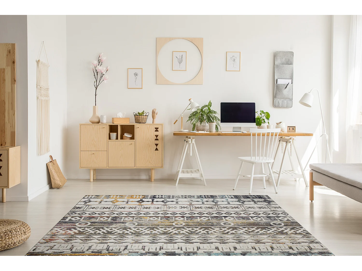 Modern tapijt MUNDO E0591 etnisch boho outdoor beige 120x170 cm