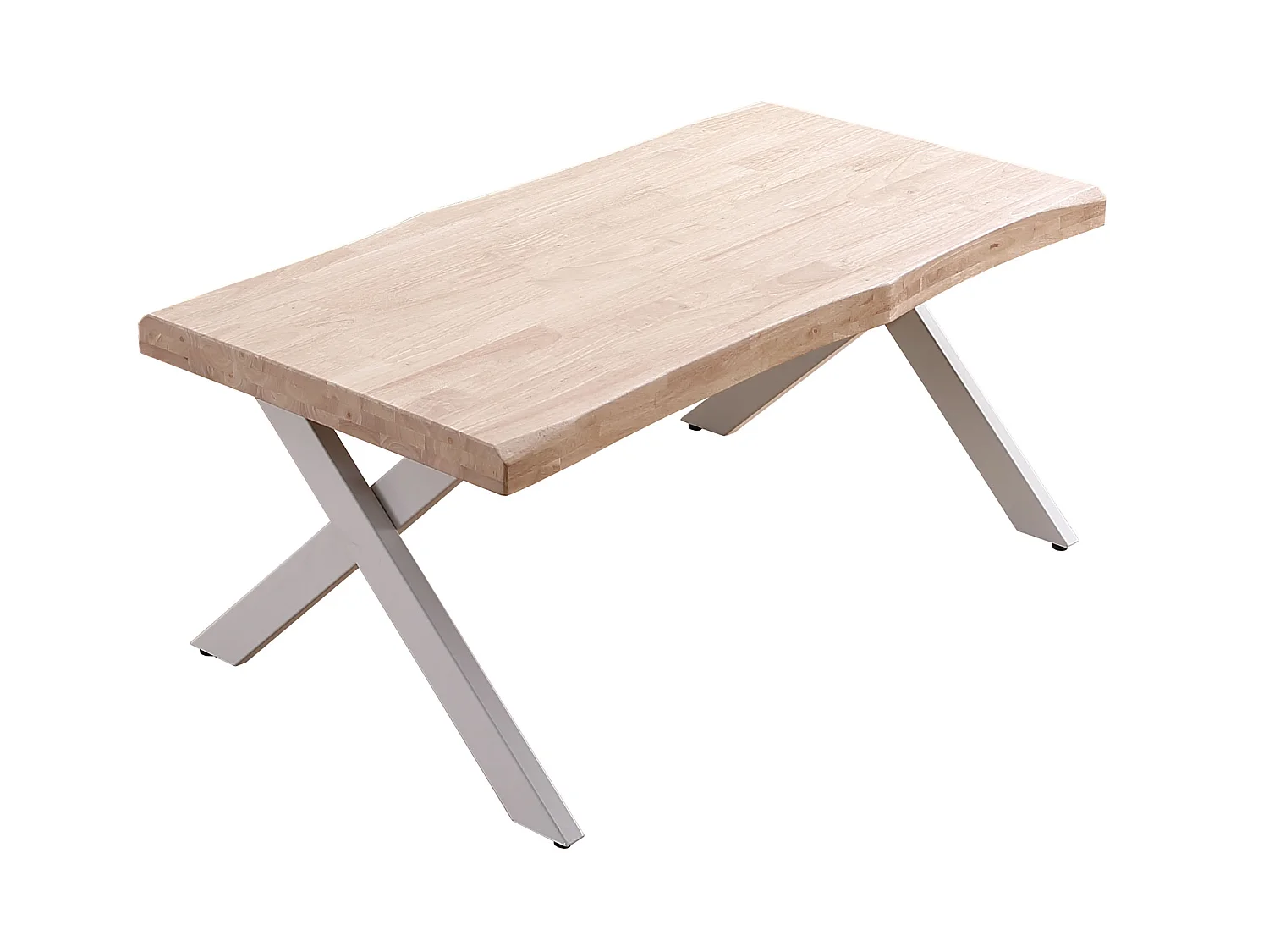 Table basse relevable en bois et métal coloris chêne nordique blanc - longueur 120 x profondeur 66 x hauteur 47-62 cm