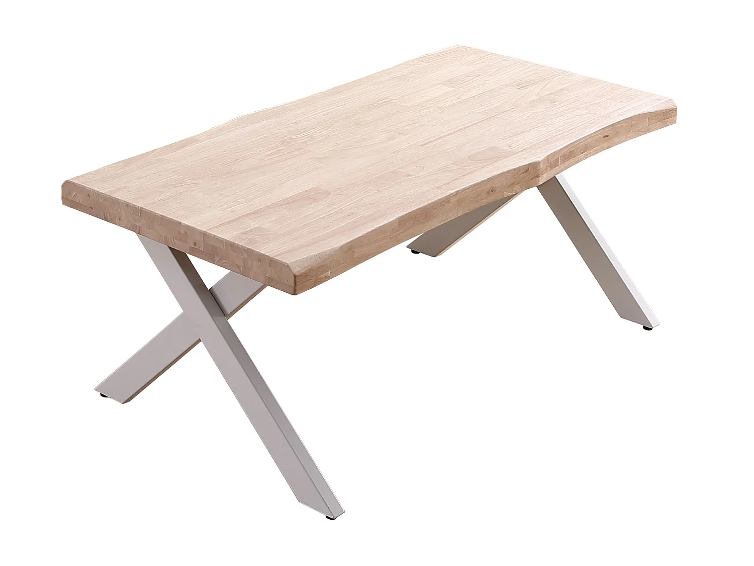 Table basse relevable en bois et métal coloris chêne nordique blanc - longueur 120 x profondeur 66 x hauteur 47-62 cm