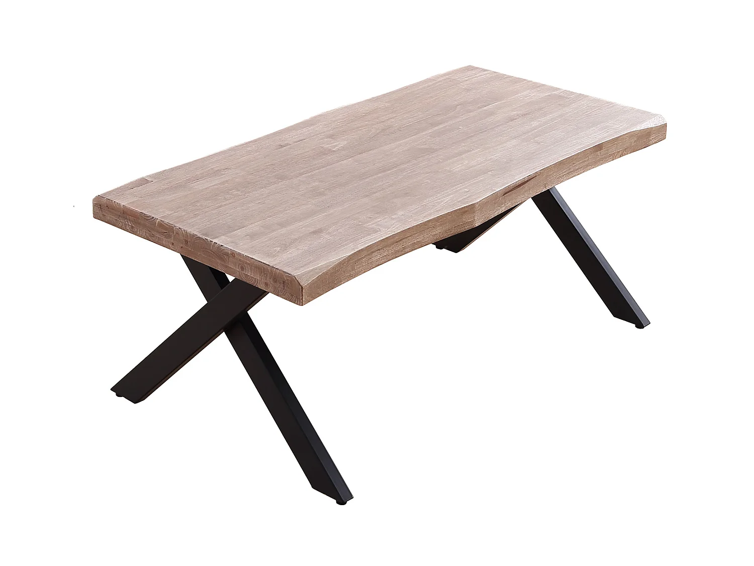 Table basse relevable en bois et métal coloris chêne miel noir - longueur 120 x profondeur 66 x hauteur 47-62 cm