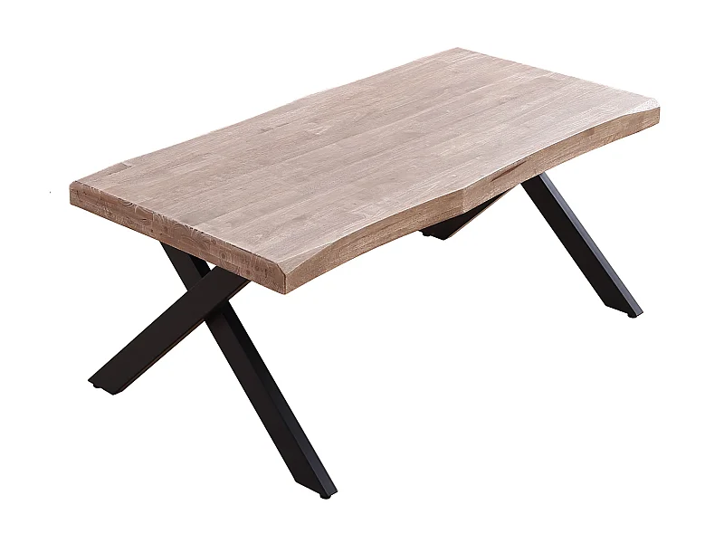 Table basse relevable en bois et métal coloris chêne miel noir - longueur 120 x profondeur 66 x hauteur 47-62 cm