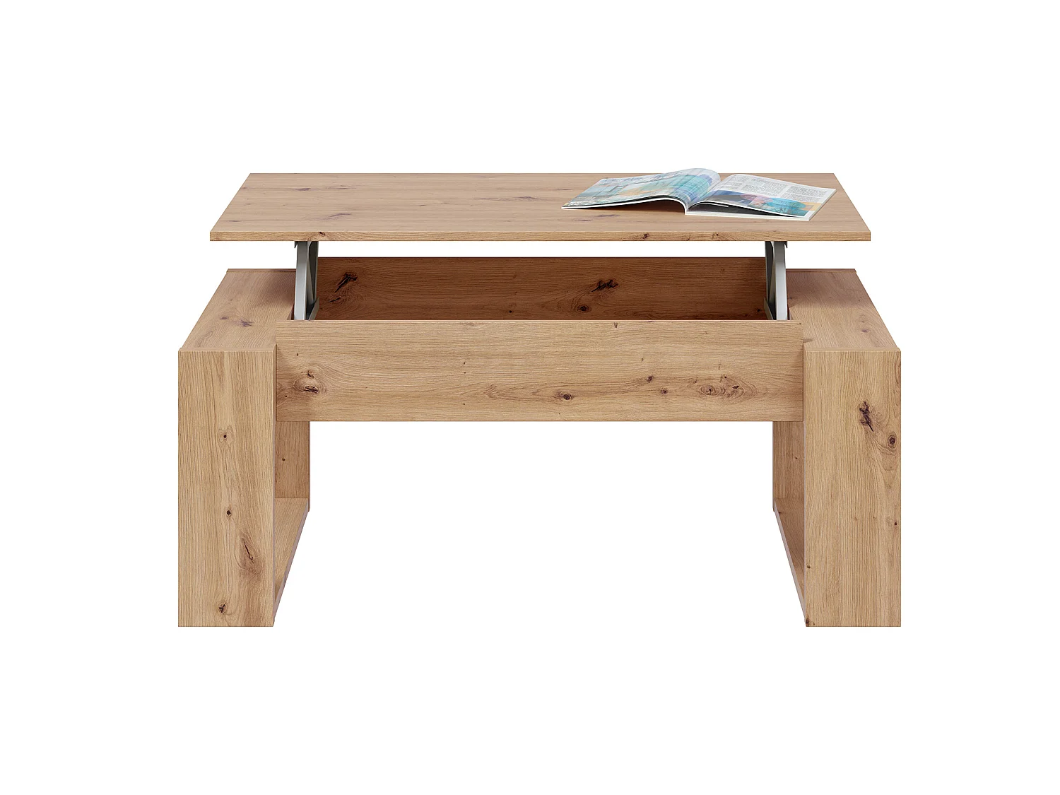 Table basse modulable en mélamine coloris chêne - Hauteur 45 x Longueur 105 x Profondeur 55 cm