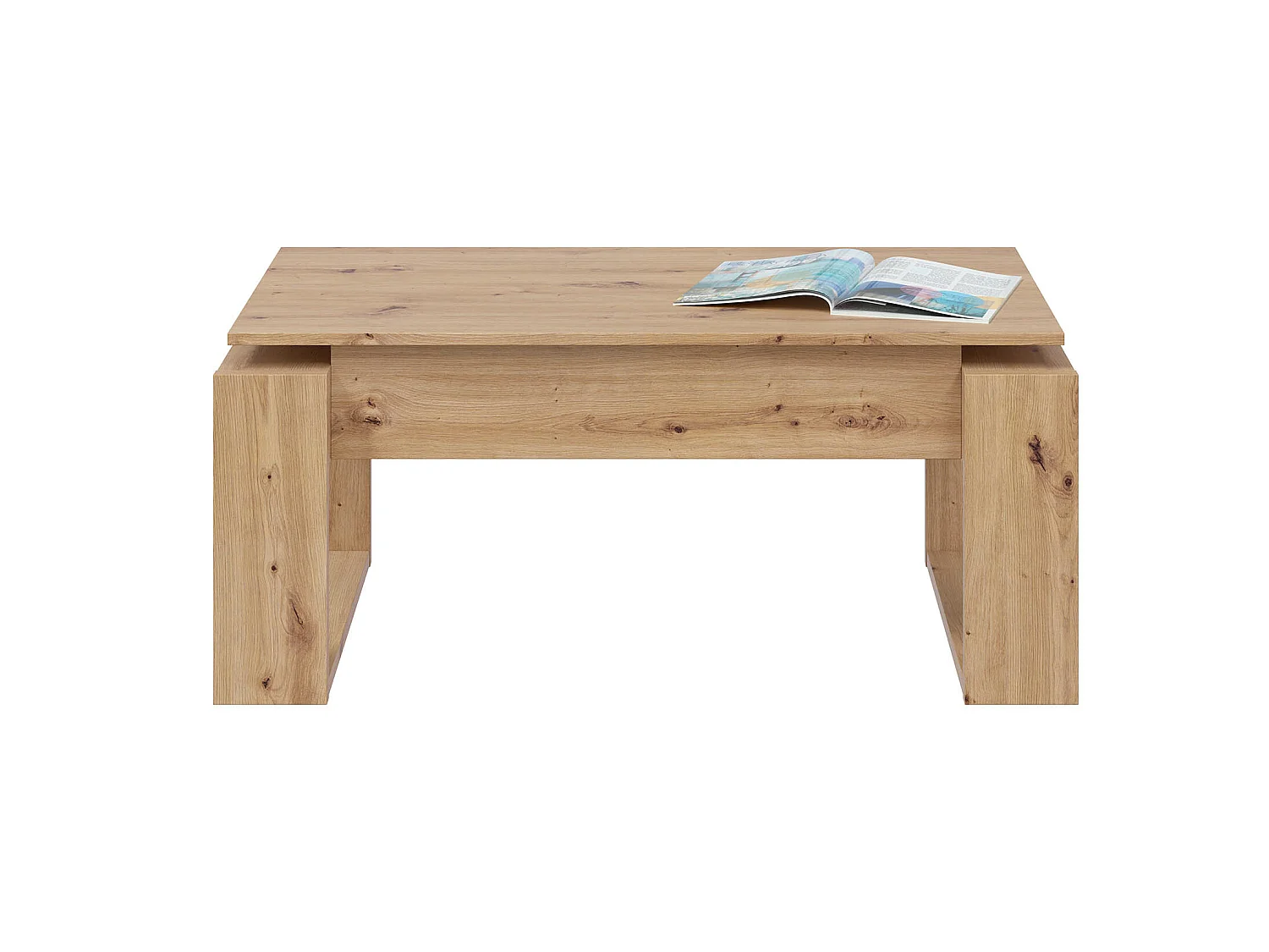 Table basse modulable en mélamine coloris chêne - Hauteur 45 x Longueur 105 x Profondeur 55 cm
