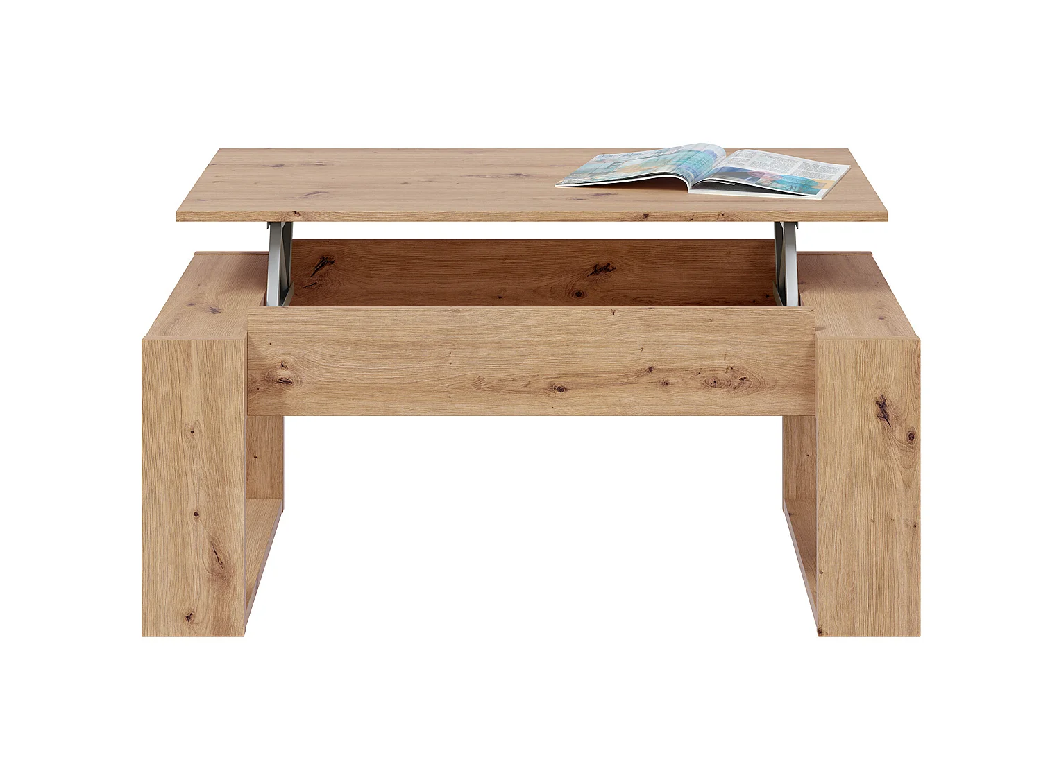 Table basse modulable en mélamine coloris chêne - Hauteur 45 x Longueur 105 x Profondeur 55 cm