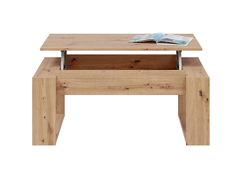 Table basse modulable en mélamine coloris chêne - Hauteur 45 x Longueur 105 x Profondeur 55 cm