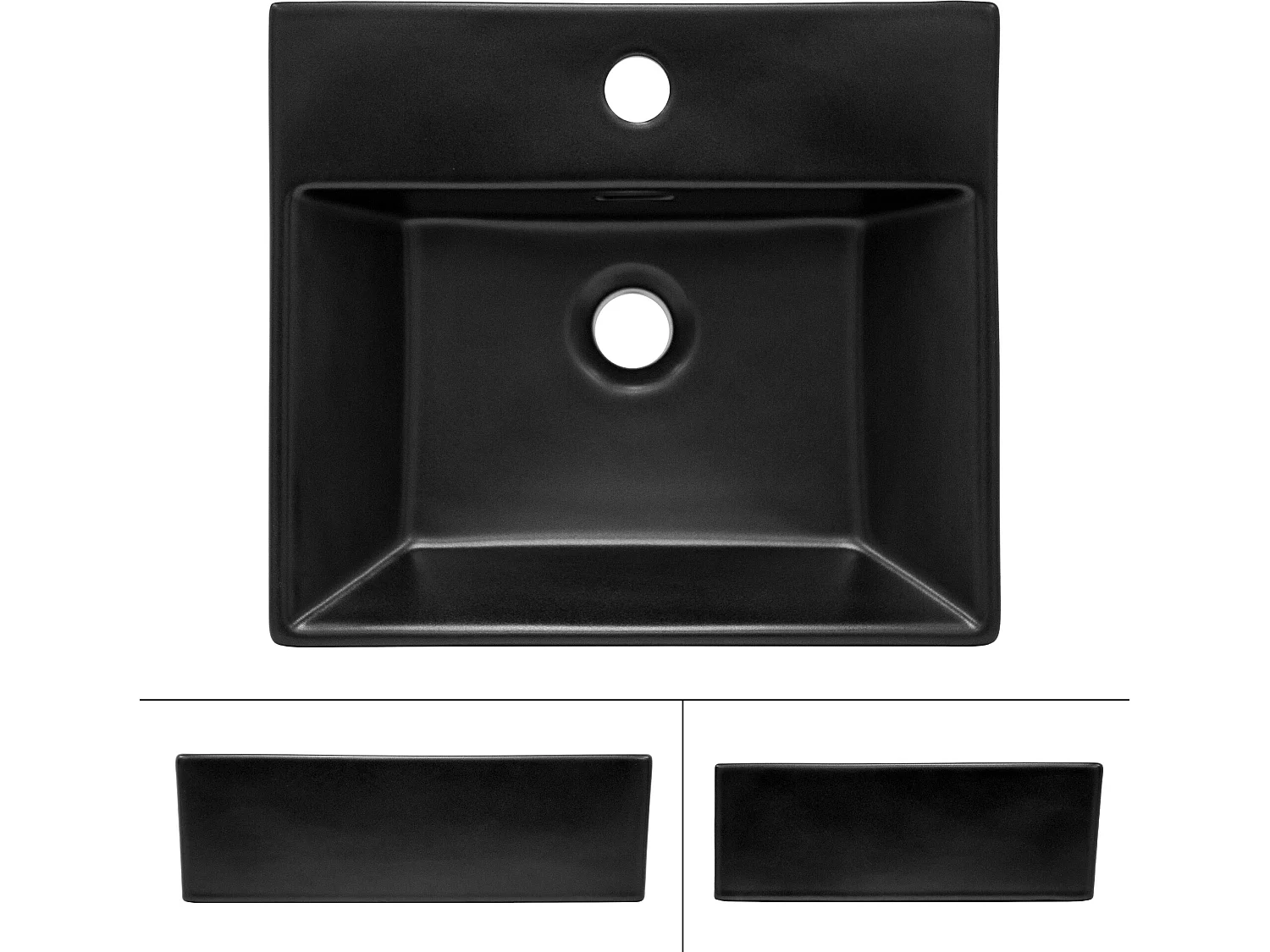 Lavabo á poser céramique noir trop-plein et garniture de vidage 415x365x130 mm