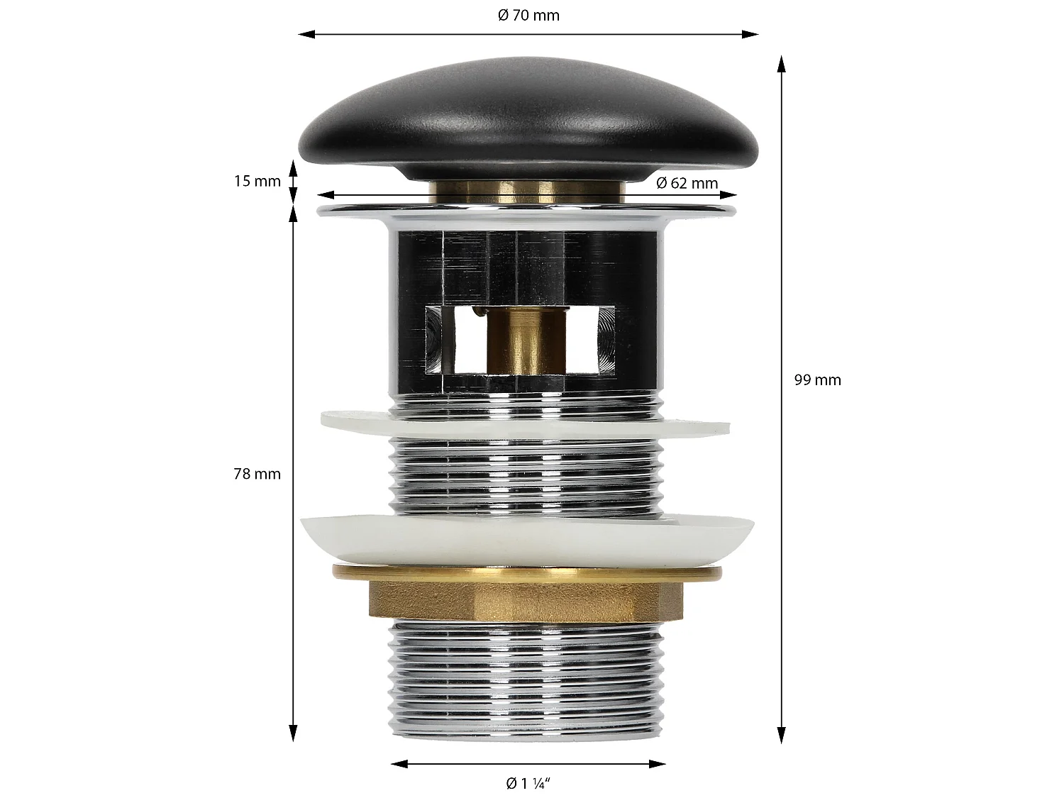Lavabo á poser céramique noir trop-plein et garniture de vidage 415x365x130 mm