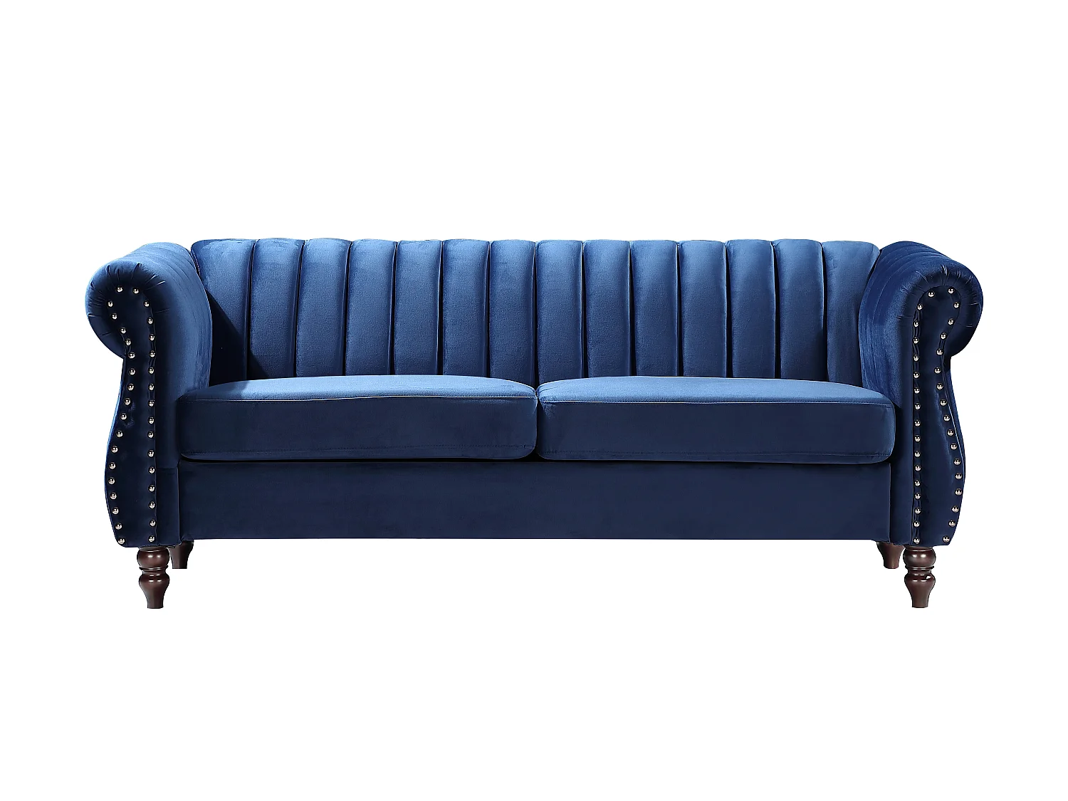 Canapés chesterfield 3 places et 2 places en velours bleu roi TRUMBO