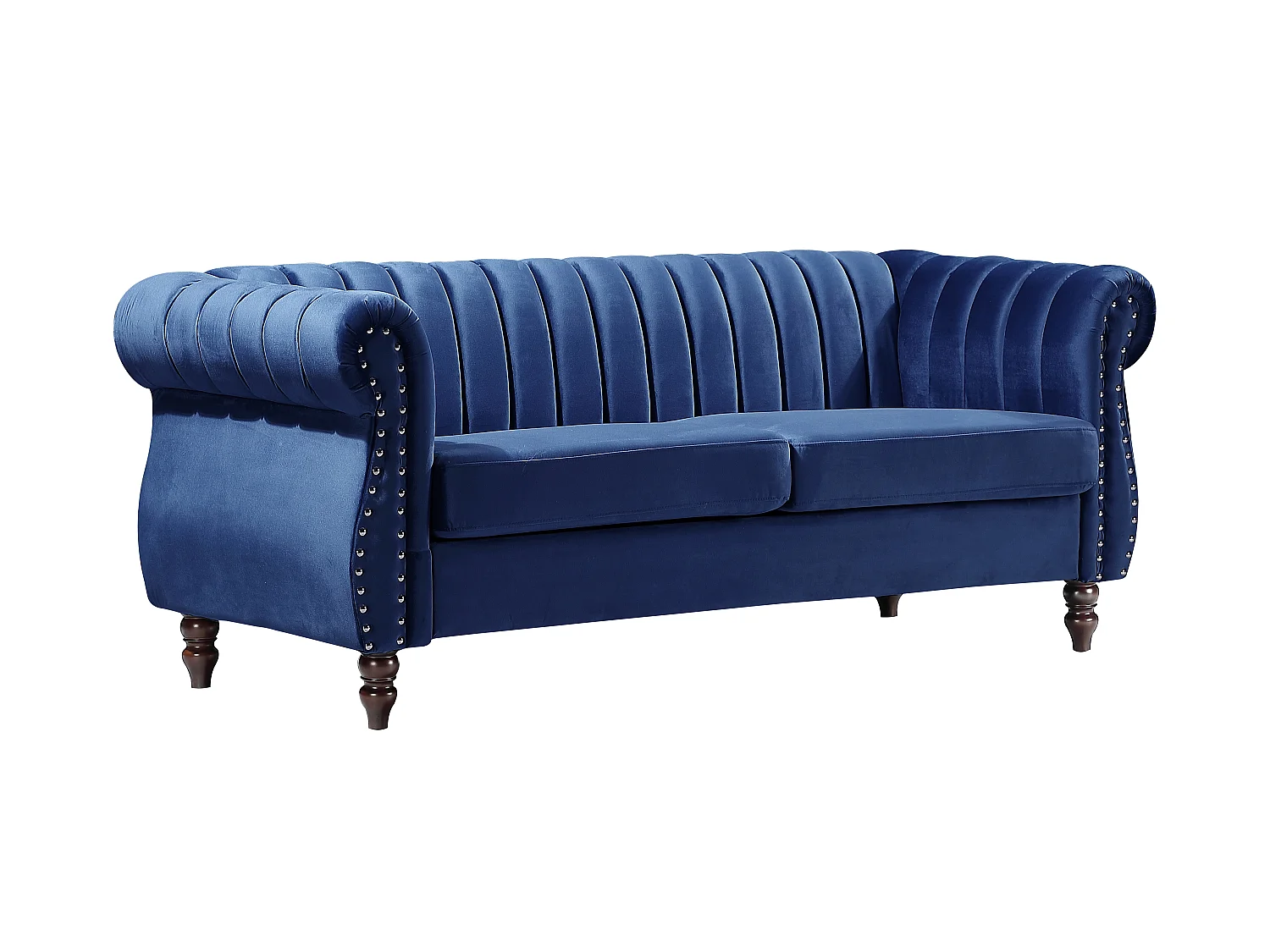 Canapés chesterfield 3 places et 2 places en velours bleu roi TRUMBO