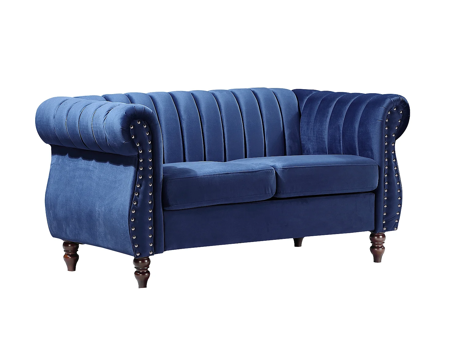 Canapés chesterfield 3 places et 2 places en velours bleu roi TRUMBO