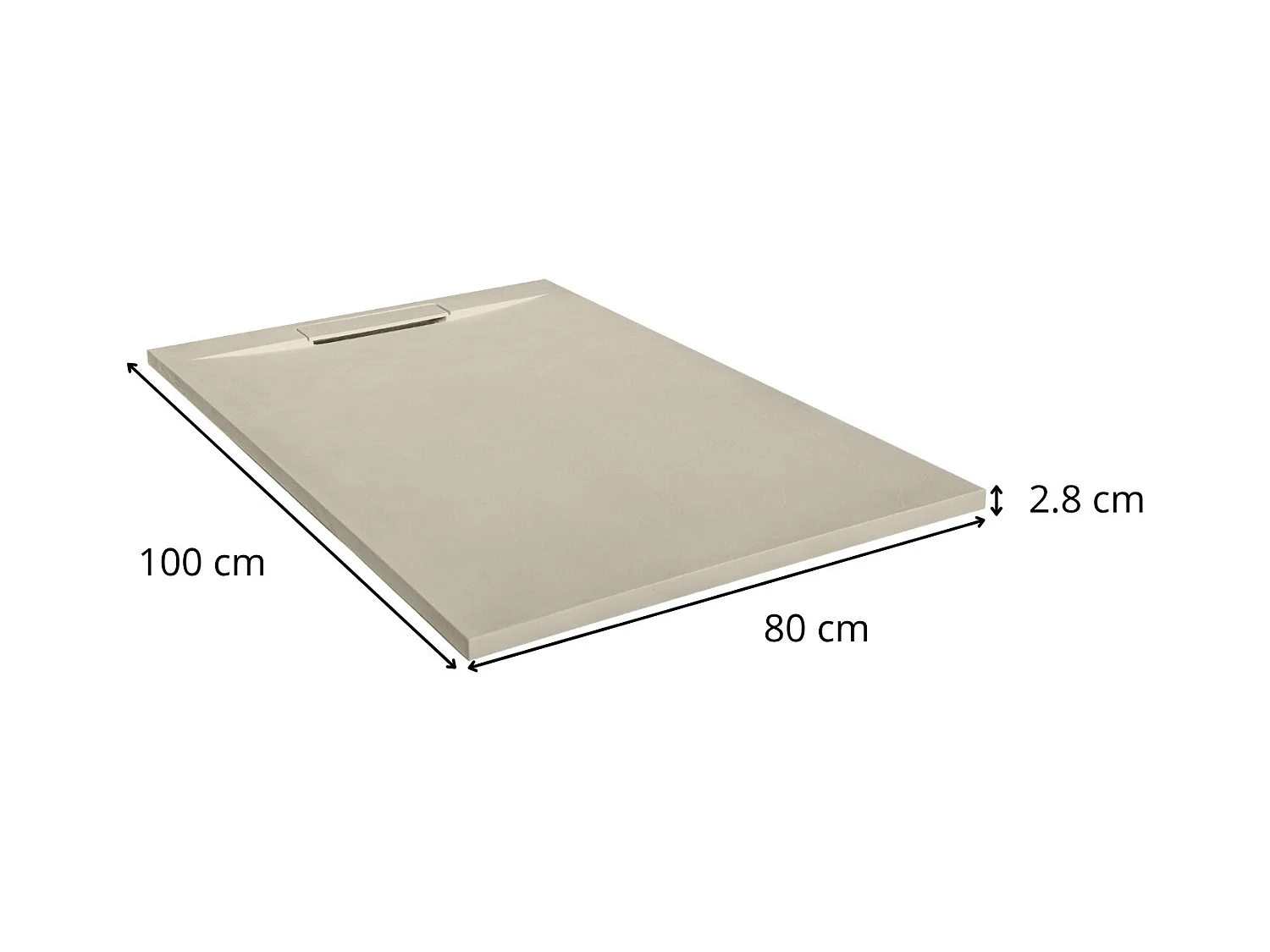 Receveur de douche aspect pierre extra-plat sable - Bonde incluse