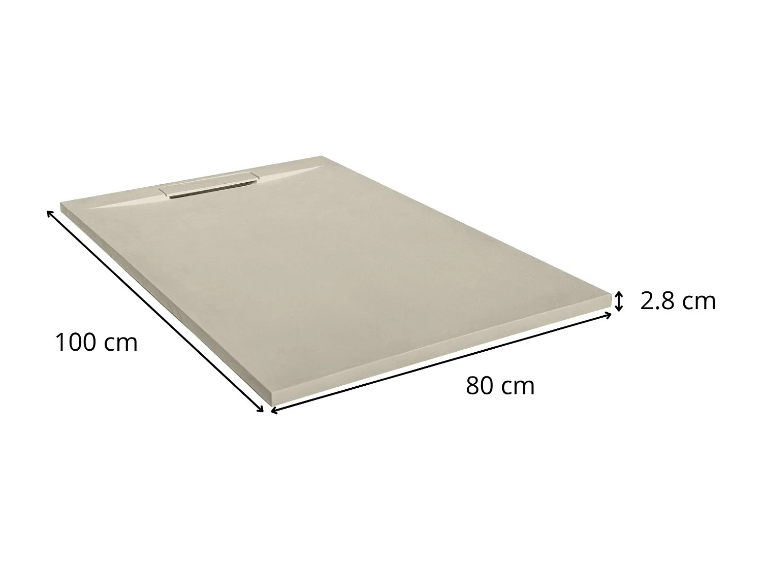 ONA extra vlakke douchebak met zandkleurige leisteenlook 100x80