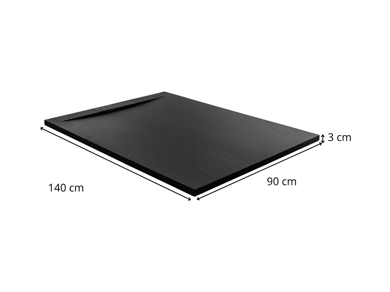 Receveur de douche aspect pierre extra-plat noir - Bonde incluse